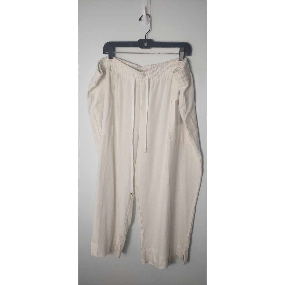 Land‎ and Sea Linen Blend Cropped Pants Coastal Nantucket Wide Leg Size 3X NWT!